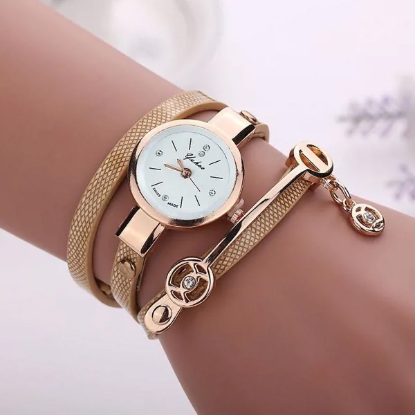 Часы Женские наручные часы Многослойные тонкие PU кожаный браслет браслет украшение часы