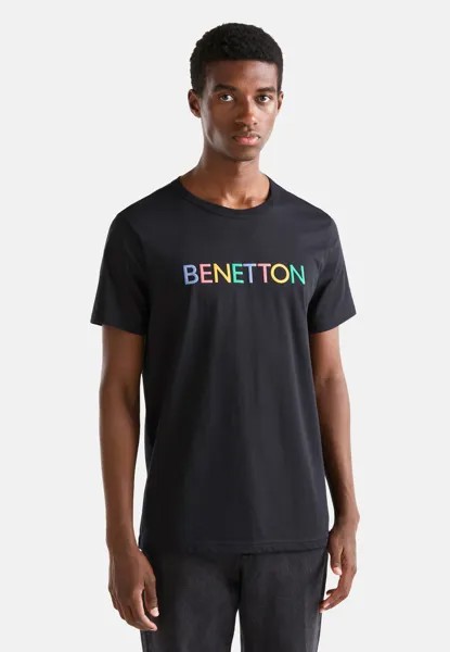 Футболка с принтом WITH LOGO PRINT United Colors of Benetton, черный