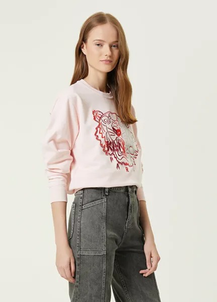 Розовый свитшот с круглым вырезом tiger Kenzo