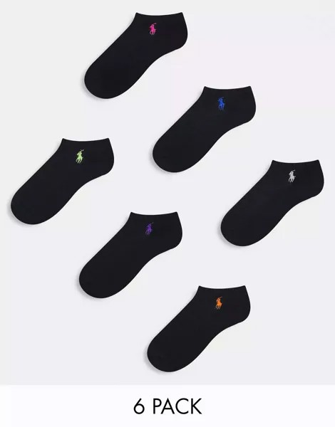 6 пар черных низких спортивных носков с низким вырезом до щиколотки Polo Ralph Lauren
