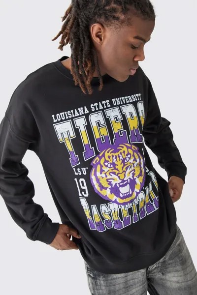 Толстовка оверсайз Tigers License boohooMAN, черный