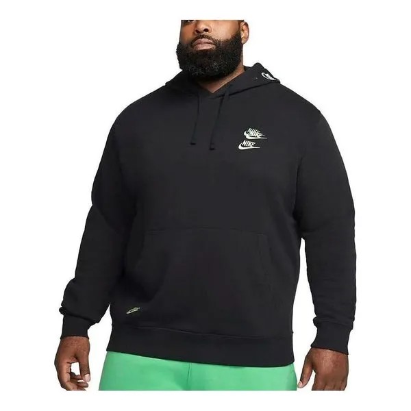 Толстовка с капюшоном из флиса с несколькими галочками Nike, черный