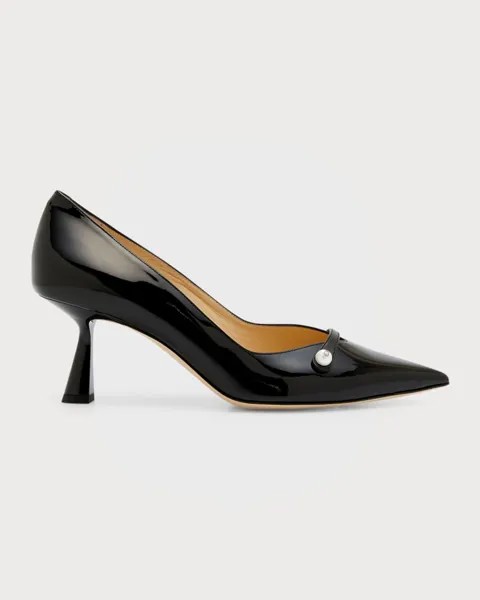 Патентованные туфли-лодочки Rosalia с жемчужным ремешком Jimmy Choo