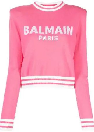 Balmain джемпер с логотипом и объемными плечами