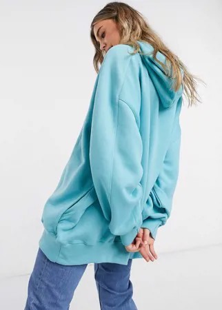 Oversized-худи бирюзового цвета Bershka-Голубой