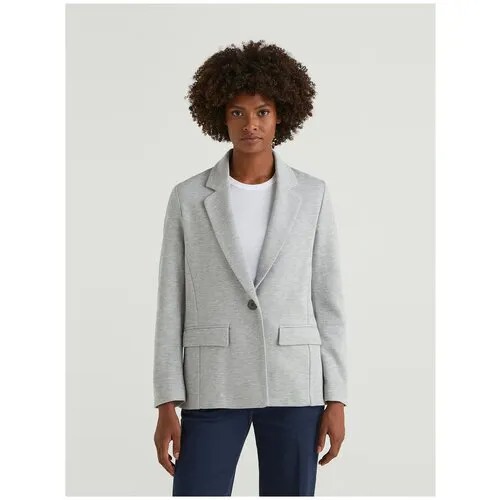 Пиджак UNITED COLORS OF BENETTON, средней длины, силуэт прилегающий, размер 46, серый