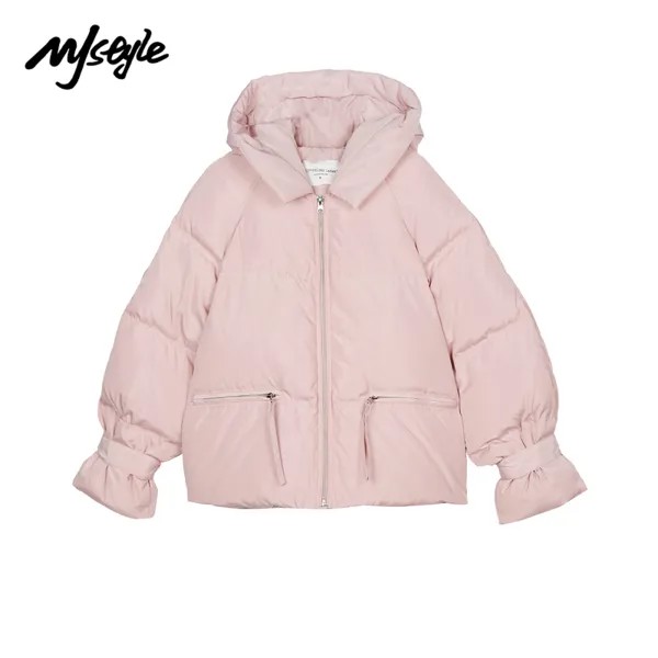Mjstyle 2021 зимний 80% белый утиный пуховик для девочек милый кавайный пуховик с капюшоном розовый пуховик с рукавами принцессы 820170045