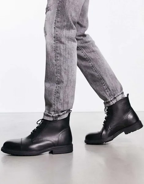 Черные классические кожаные ботинки Jack and Jones