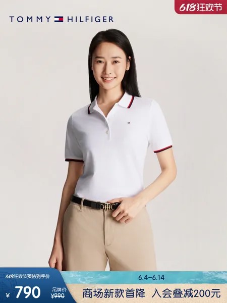 Рубашка-поло женская Tommy Hilfiger с вышитым логотипом, белый