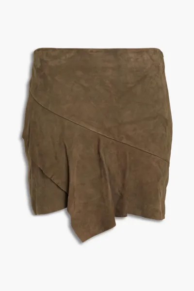 Замшевая мини-юбка Mala с рюшами Ba&Sh, армейский зеленый