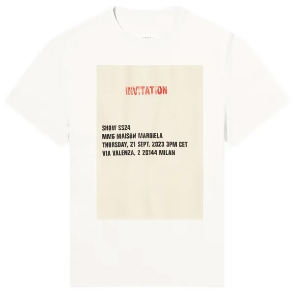 Футболка Mm6 Maison Margiela Show Invitation Logo T-Shirt, цвет Off White