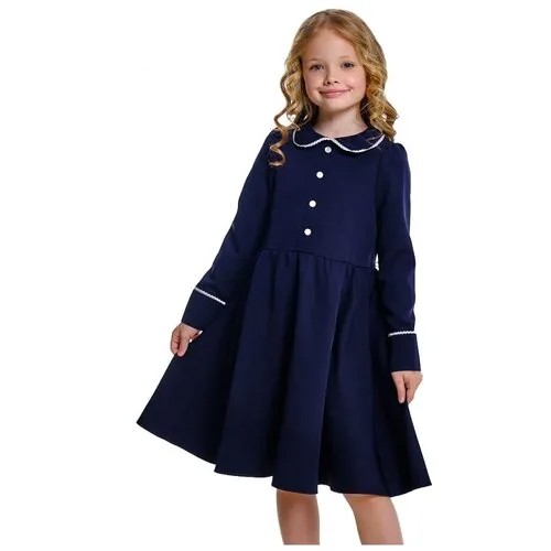 Школьное платье Mini Maxi, однотонное, размер 134, синий