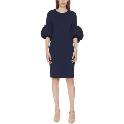 Calvin Klein Женское синее платье прямого кроя из крепа с рукавами-фонариками Petites 0P BHFO 0602
