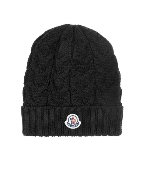 Черная шапка фигурной вязки Moncler детская