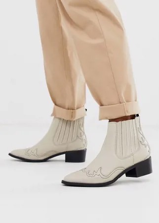 Кремовые ботинки в стиле вестерн Selected Femme-Кремовый