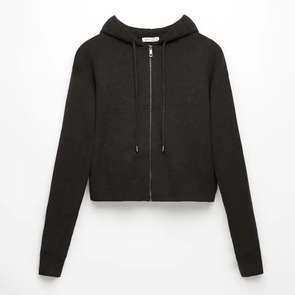 Толстовка Oysho Knit Crop Jacket With Zip, черный