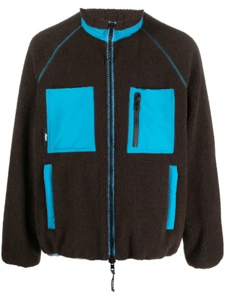 MSGM флисовая куртка с нашивкой-логотипом, коричневый