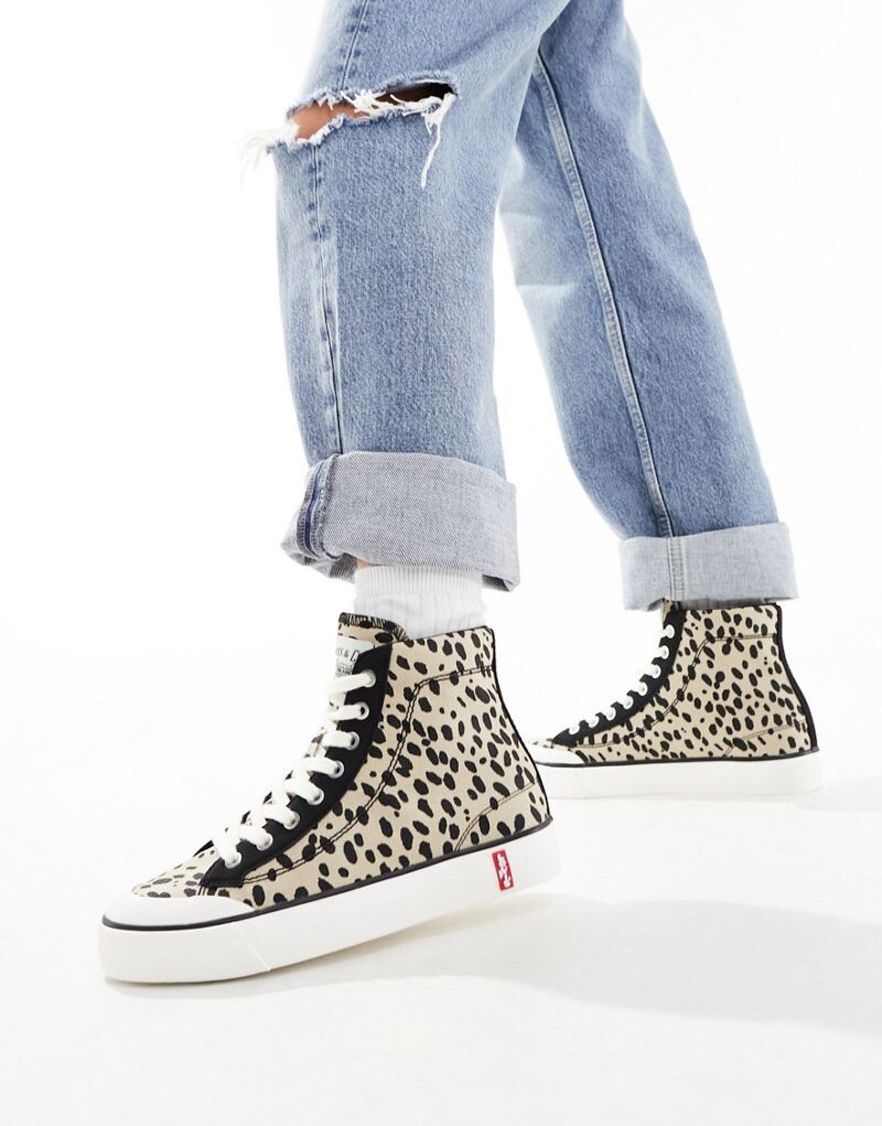 Кроссовки Levi's LS2 Mid с леопардовым принтом