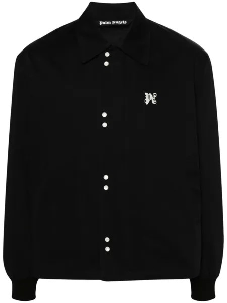 Palm Angels бомбер с вышитой монограммой, черный