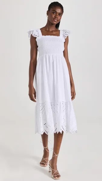 Платье миди English Factory Eyelet Scallop Edge, белый
