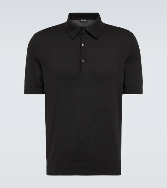 Рубашка-поло из хлопкового пике Zegna, черный