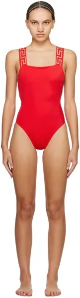 Красный купальник с каймой греческого цвета Versace Underwear