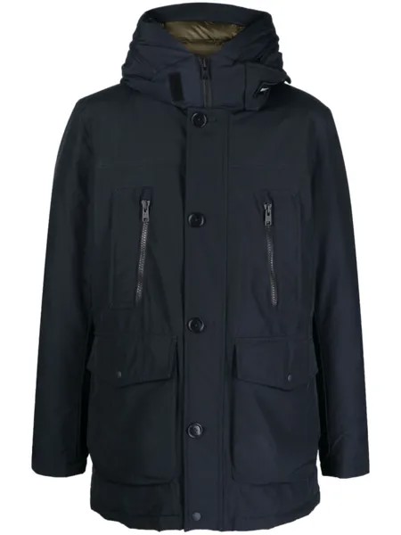 Woolrich пуховик с капюшоном и длинными рукавами, синий