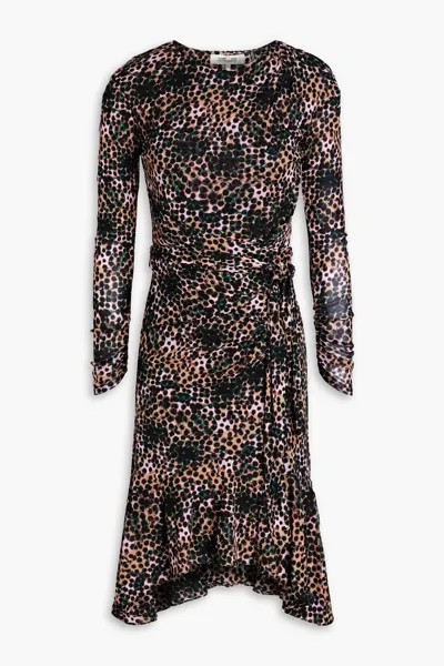 Сетчатое мини-платье Sahara со сборками и принтом Diane Von Furstenberg, розовый
