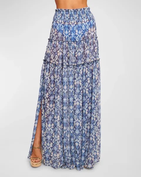 Многоярусная длинная юбка Mertie Ramy Brook, цвет Spring Navy Multi