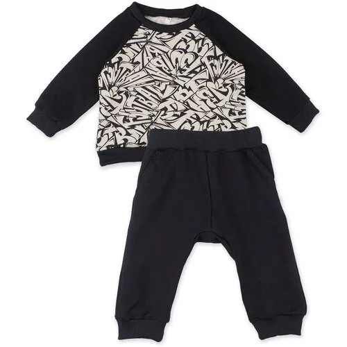 Комплект одежды  Dream royal детский, лонгслив и брюки, спортивный стиль, карманы, манжеты, размер 86, черный