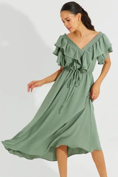 Женское мятное платье с V-образным воланом спереди и сзади KS113 Cool & Sexy, зеленый