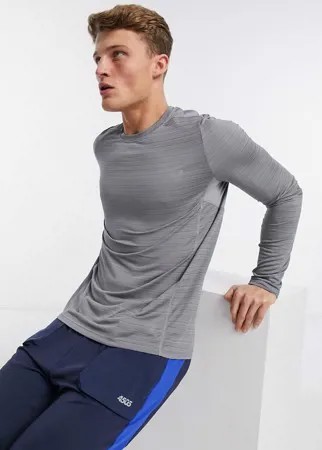 Спортивный лонгслив сложной расцветки ASOS 4505-Серый