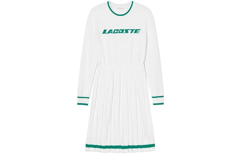 Платье с длинными рукавами женское белое Lacoste