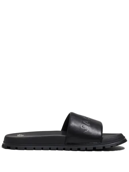 Marc Jacobs шлепанцы The Leather Slide с тисненым логотипом, черный