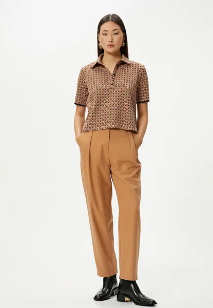 Рубашка поло GEOMETRIC PATTERNED BUTTONED SHORT SLEEVE NECK Koton, коричневый