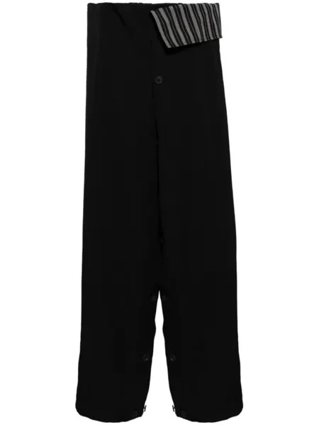 Шерстяные брюки широкого кроя Yohji Yamamoto, черный