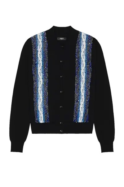 Свитер Amiri Crystal Cable Knit Polo, черный