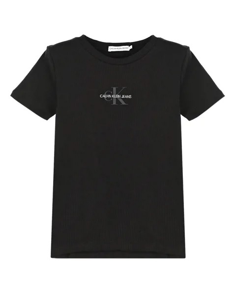 Черная футболка с белым логотипом Calvin Klein детская