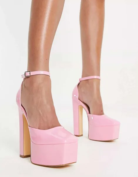 Розовые туфли на высоком каблуке на платформе с квадратным носком Truffle Collection