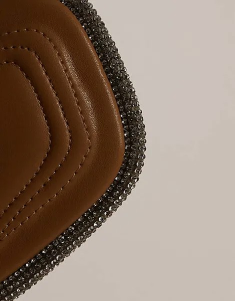 Светло-коричневые босоножки на каблуке с пяткой и отделкой стразами Topshop Cara