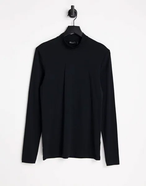 Черная водолазка из джерси с длинными рукавами ASOS DESIGN