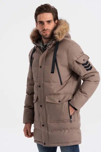 Стеганая зимняя куртка на эко-пухе Ombre, коричневый