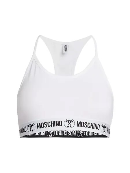 Укороченный топ из эластичного хлопка с открытой спиной Moschino, черный