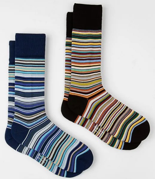 Носки длиной до икры с фирменной полоской Paul Smith, 2 пары, мультиколор