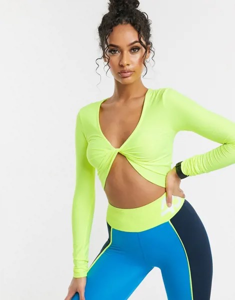 Неоновый лонгслив ASOS 4505-Зеленый цвет
