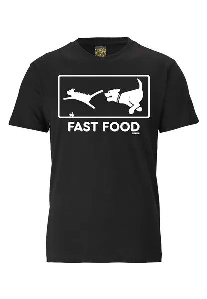 Футболка с принтом T-SHIRT FAST FOOD LOGOSHIRT, цвет schwarz
