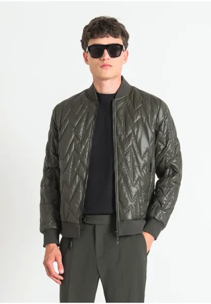 Куртка-бомбер Regular Fit Jacket With A Geometric Design Antony Morato, цвет dark army