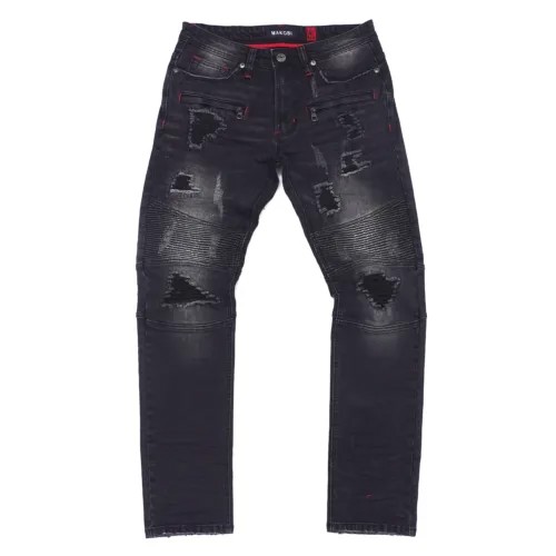 Черные байкерские джинсы Makobi Alki Wash - 34x32