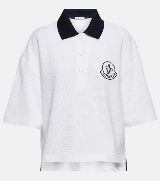 Рубашка поло из хлопкового пике с логотипом MONCLER, белый