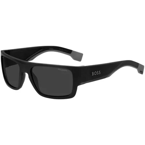 Солнцезащитные очки BOSS, прямоугольные, оправа: пластик, спортивные, поляризационные, с защитой от УФ, для мужчин, серый